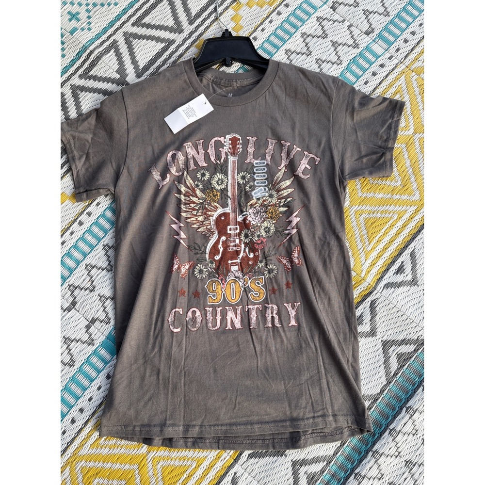 Goodie Two Sleeves Long Live 90s Country Graphic Tee Gray women's Medium NWT